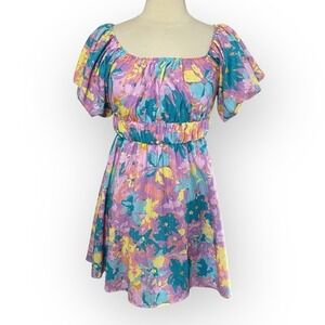NWT‎ SUNLAND17 Puff-Sleeve Mini Dress, Medium